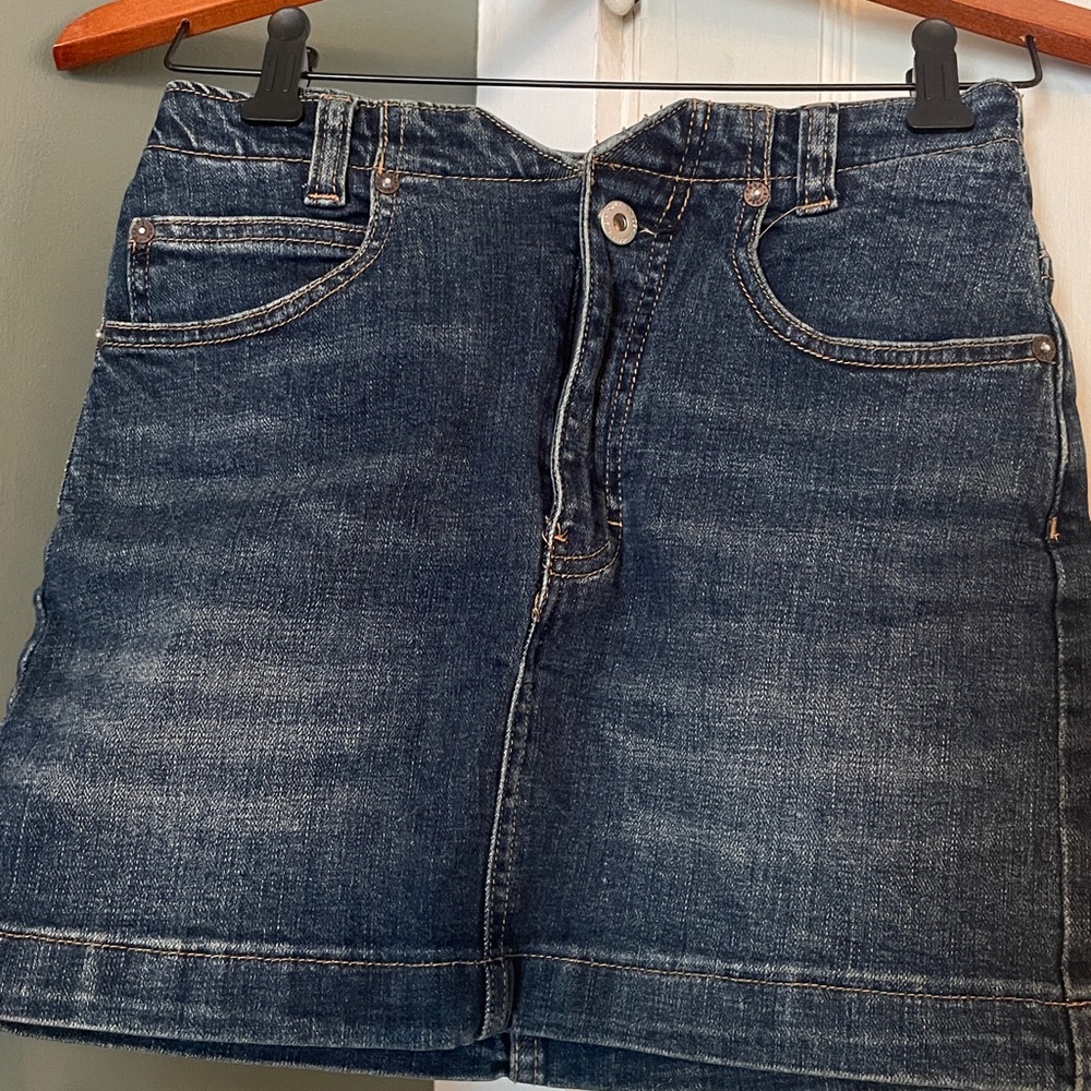 We The Free Dark Denim Mini Skirt